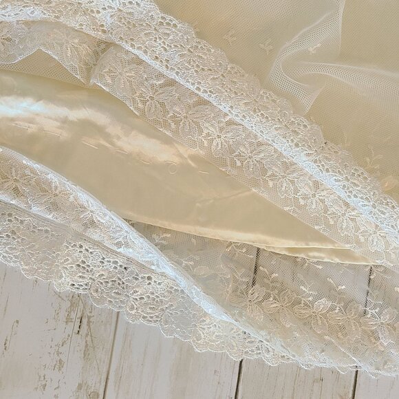 Vintage Handmade Satin Lace Sleeveless Tea Length Wedding Dress Cocktail Prom - Picture 12 of 12